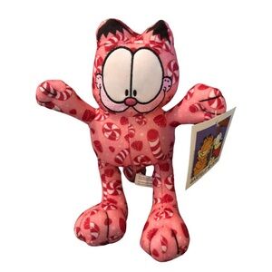 NEW WITH TAGS Vintage Garfield Pink Peppermint Print Cat Plush Toy 8.5”